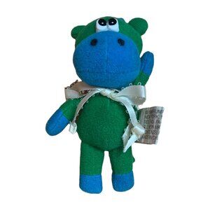 Vintage Rumpus Plush Cow Green Blue Waving Mini Stuffed Toy 1999 90s 4” HTF